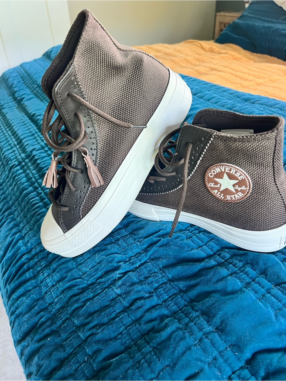 Converse Women’s High-Top Lace-Up Boots in Brown with White Sole